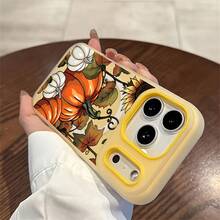 Funda para teléfono: Funda para teléfono adecuada para  17, 15, 15 Plus, 15 Pro, 16, 16 Plus, 16 Pro, 16e, 16 Pro, 17 Pro, 17 Air, 17 ProMax, 14. A prueba de golpes, de doble capa, tipo gelatinoso, magnética, resistente a la suciedad, a prueba de arañazos, con diseño de calabaza y flores.Adecuado para varios modelos de : 17, 16, 15, 14, 13, 12, 11, Plus, Air, Pro Max. - Amarillo - Ver 13