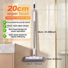 Short Handle Window Squeegee, 20cm Double Sided Scrubber Squeegee With 54cm Stainless Steel Rod, 2 In 1 Brush & Wiper For Bathroom Floor Tile Glass, Compact Handheld Water Blade For Countertop Car Window, Pet Hair Remover Streak Free, Essential Memorial Day Summer Cleaning - 20cm - Squeegee & Scrub In One (Short Version) - View 4