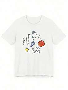 Primavera/Verano 2026 Nueva Camisa Casual Elegante |     Camisetas de manga corta para mujer con estampado de letras de dibujos animados, ideales para el verano, camisetas gráficas occidentales, ropa para hombre, camisas para hombre, camisetas gráficas, ropa de mujer, tops de verano, ropa de verano, camisetas gráficas - alta calidad. - Blanco - Ver 8
