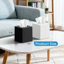 2 Pack Tissue Box Cover Black, Square Acrylic Tissue Holder, Decorative Facial Tissue Box Vessel Cube Paper Organizer Dispenser For Bathroom Office, Night Stand, Desk, Car, Vanity, Countertops - ColorA - View 3