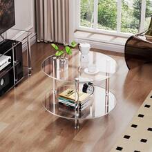 Mesa de centro de café transparente de acrílico de lujo, mesa lateral pequeña y móvil para la sala de estar, mesa auxiliar minimalista para sofá, mesa de noche, estantería de almacenamiento para baño/dormitorio - transparente - Ver 7