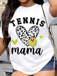Camiseta de Tenis para Mujer 2026, Diseño de Corazón, Regalo para Mamá Tenisora, Ropa Deportiva Casual, Camiseta de Mujer - Blanco - Ver 7