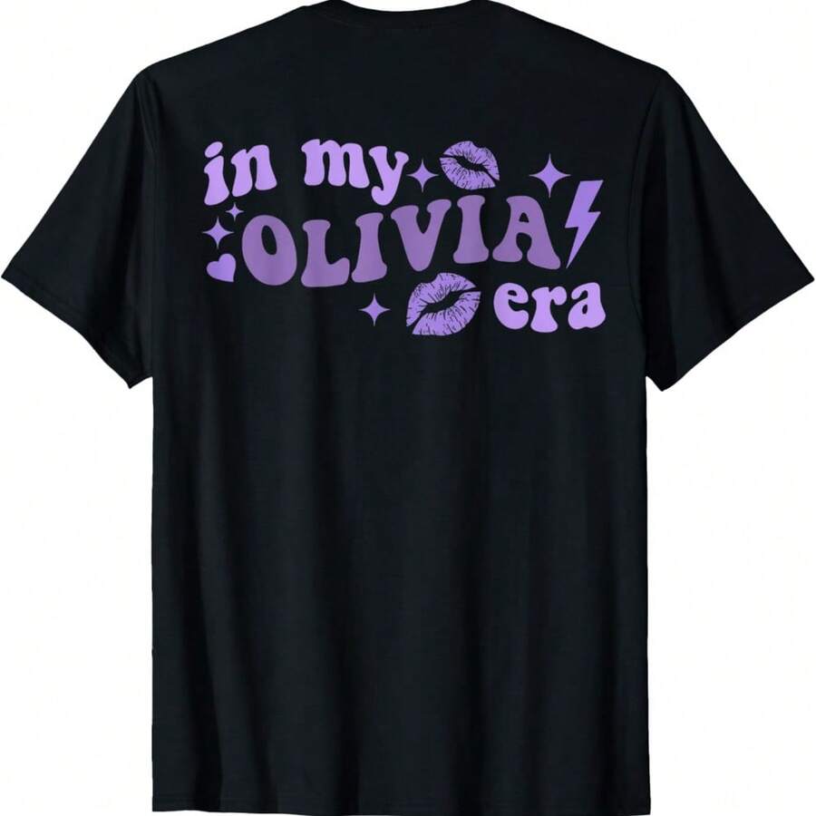 Funny Girl Retro Olivia First Name Personalized On Back Meme T-Shirt - Black - View 1