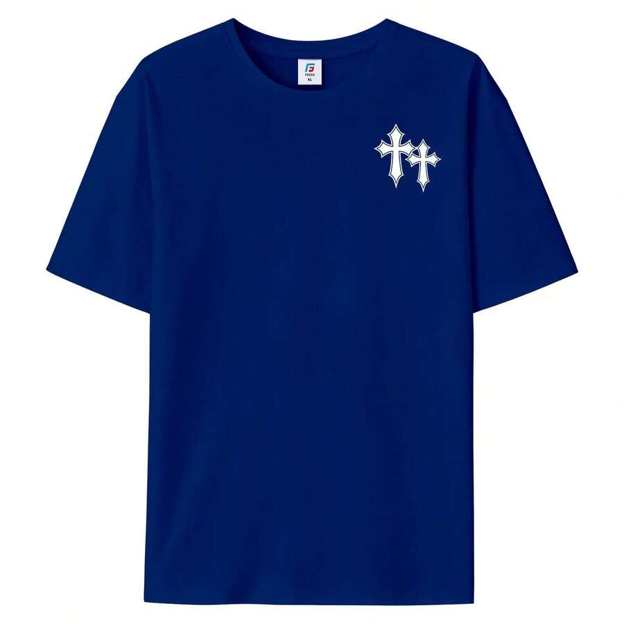 FEEGO Graphic T-Shirt For Boys And Teens With Lightweight And Breathable Fabric For Comfortable Casual Wear In Summer And Everyday Urban Style, Perfect For Outdoor Activities, Fun T-Shirt, Fashion T-Shirt, Christian Faith T-Shirt, Anime T-Shirt, Oversized Urban Style. - 藍色 - 查看 1