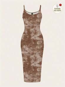 Vestido midi de camisola de estampado de tinte anudado minimalista casual, adecuado para el verano - Multicolor 2 - Ver 7