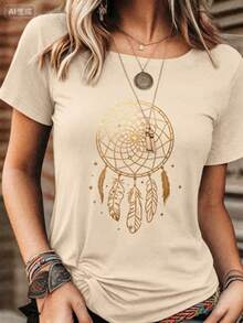 Camisetas estampadas de cuello redondo para verano (los pantalones son solo sugerencias de estilo) son holgadas y no realzan la figura, y el tejido es delgado y no abulta. Confeccionado con telas suaves, transpirables y amigables con la piel, ofrece comodidad en la parte superior del cuerpo y evita la sensación de sudoración, con un diseño de estampado clásico y sencillo, adecuado para el uso diario, ir de compras y para el tiempo libre, con los mismos modelos básicos y versátiles para hombres y mujeres, muy adecuado para ocasiones como el Día del Trabajo y el Día de la Independencia de México, y fácil de usar durante todo el año. - Beis - Ver 1