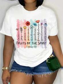 [National Shipping] "Fruits Of The Spirit" T-Shirt For Galatians, Floral Christian T-Shirt, Religious T-Shirt, Gift For Jesus Lovers, T-Shirts With Bible Verses, Faith T-Shirt, Women's Tops, T-Shirts - 風格 - 查看 7