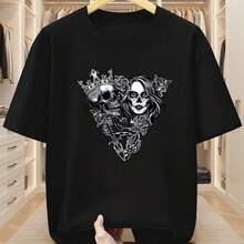 Printed T-Shirt For Men And Women - 黑色 - 查看 1