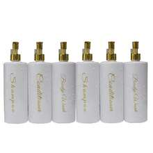 3/6pcs/500ml Bathroom Dispenser Bottles, Empty Containers For Shampoo, Body Wash, Conditioner, Refillable, Home Bathroom Decor, Autumn Decor, Back To School Decor, Plastic Refillable Soap Dispenser, Kitchen & Bathroom Storage, Empty Reusable Soap Lotion Shower Containers - Cylindrical White + Full Gold Pump - View 18