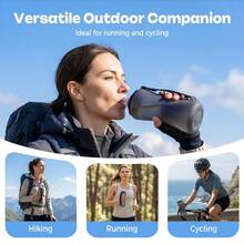 Collapsible Water Bottles , 2026 New Reusable Running Foldable Water Bottle, Leakproof Travel Water Bottle For Running, Hiking, Travel, Outdoors, Camping - màu đen - Xem 7