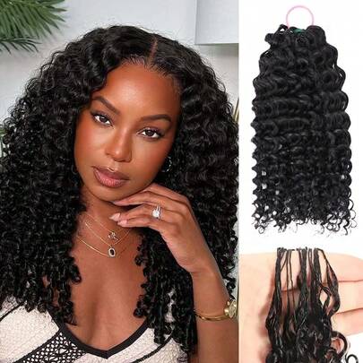 bling hair Tóc nối xoăn tự nhiên màu đen, chất liệu lông vũ, được tạo kiểu chuyên nghiệp và tăng độ dày cho tóc.