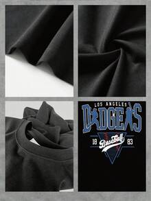 Los Ángeles patrón de béisbol mujer gráfica TShirt hermana grande lindo tee de moda en algodón suave y cómodo para trajes cotidianos, juegos deportivos y regalo casual para ella, señoras imp - Negro - Ver 4