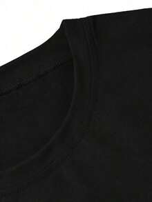 Women's T-Shirt With LA Hand Gesture Print, Y2K Fashionable Urban Style, Casual Loose Fit Comfortable T-Shirt, White Autumn Urban Top For Summer - 黑色 - 查看 3