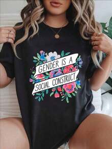 CasualGender es una marca de moda femenina con diseño floral. Esta camiseta casual con estampado moderno es adecuada para todas las estaciones.  
 -BlancoImprescindible - Negro - Ver 7