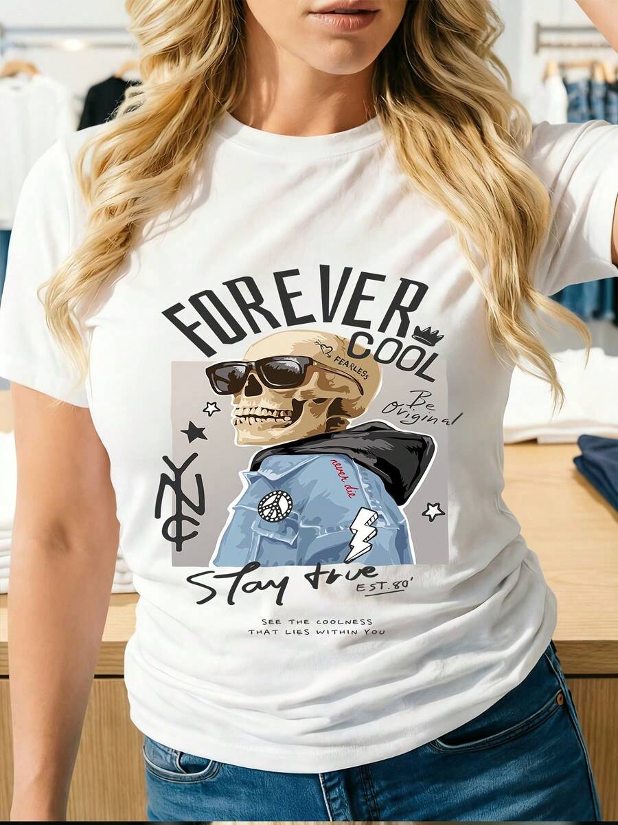 Camiseta de mujer 100% algodón | Diseño de Paraíso Tropical | Textura suave, cómoda de llevar, elegante y fresca, adecuada para el verano. | El regalo perfecto para amigos y familiares. | Ropa informal para oficina y actividades de team-building | # Atmósfera de verano # Amante de la moda # Diversión en familia - Blanco - Ver 1
