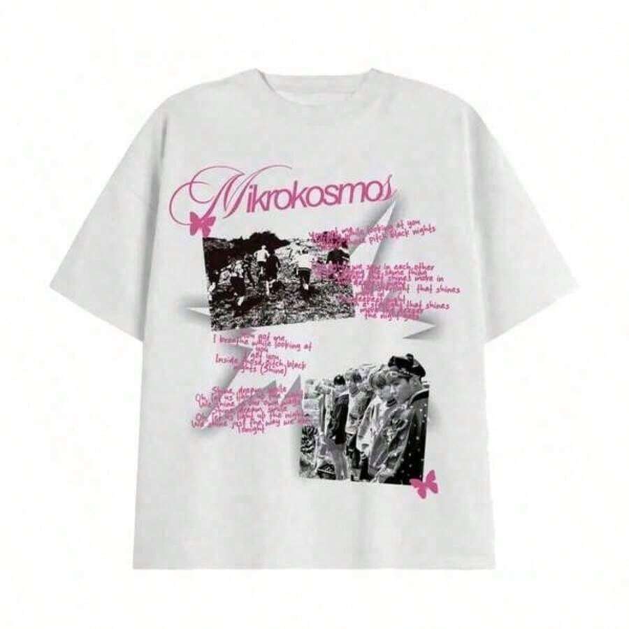 Ropa Curvy En Oferta Y 1 Camiseta Inspirada En Mikrokoos Bangtan Para Conciertoblusas Para Mujer,Blusas Casuales Para Dama,Tops,, Mujer Premium,Y2K QOS0Camisetas Para Mujer Y2K - Blanco - Ver 1