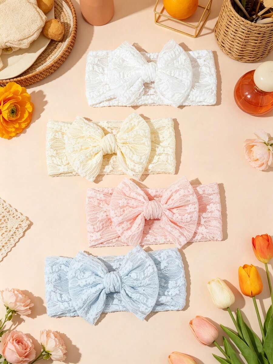 4 st/pack mjuka elastiska babyhårband i flera färger, andningsbara, lämpliga för alla årstider, perfekt present och fotorekvistita - Multifärgad - Visa 1