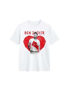 Herren-T-Shirt mit Ben-Zucker-Grafik – T-Shirt mit rotem Herz und auffälligem Namensdruck, Rundhals-Kurzarmshirt, normale Passform, atmungsaktives Alltags-Freizeit-T-Shirt für das ganze Jahr - Schwarz - Übersicht 2