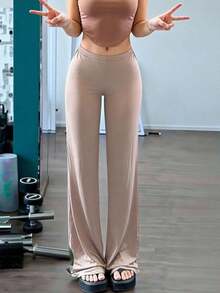informales de color gris claro sólido, adecuados para el verano - Caqui - Ver 5