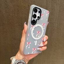 Funda para teléfono: Funda para teléfono adecuada para Samsung Galaxy S23 S23plus S24  S24Ultra S25 S25Plus S25Ultra S26 S26Ultra S26Plus, a prueba de golpes, de doble capa, imitación de gelatina, magnética, con borde completo, fácil de limpiar, con diseño de lazo y corazón. - Blanco - Ver 10