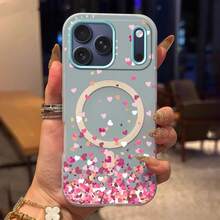 Funda para teléfono: Funda protectora con corazones dispersos, nuevo estilo dulce y genial, elegante y atrevida, funda magnética de gelatina con diseño navideño de dibujos animados 2 en 1, compatible con la serie  17.Adecuado para varios modelos de  17, 16, 15, 14, 13, 12, 11, Plus, Air, Pro Max - Amarillo - Ver 11