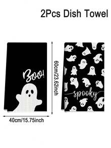2 Stück Halloween Servietten, Küchentücher mit Geistermuster, Küchentuch-Set, Frottee, Halloween Dekoration, Halloween Party Deko, Halloween Süßigkeiten oder Trick Deko, fröhliche Halloween Dekoration, Küchenutensilien, Reinigungsbedarf, Küchenartikel, Küchenorganisation - mehrfarbig - Übersicht 7