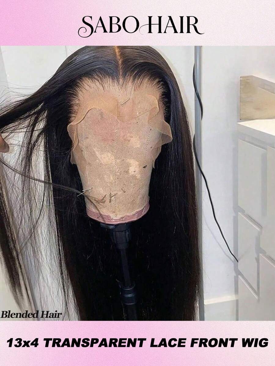 200%密度天然黑色長直髮 13X4隱形HD全蕾絲前頂假髮 女款預拔髮 13x6大面積蕾絲前頂假髮 超柔軟日常派對假髮 混紡髮自然髮際線假髮