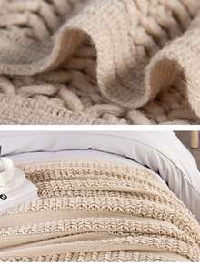 Fluffy Knitted Tassel Blanket, Lightweight Soft Comfortable For Bed, Sofa, Chair - Light Curry Color - View 6