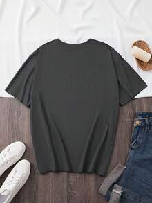 Plus Sizes - Plus Sizes - Women's Short Sleeve Summer T-Shirts With Stylish Prints - 深灰色 - 查看 2