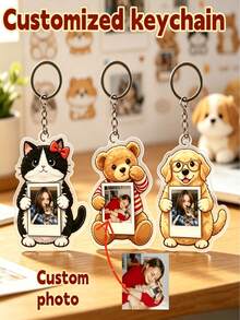 Customized Cute Animal Shaped Keychain - Available In Cat, Panda Or Dog Styles. The Perfect Gift For "Pet Moms" And Animal Lovers - Also An Ideal Choice For Mother's Day And Father's Day. - Multicolor - View 1