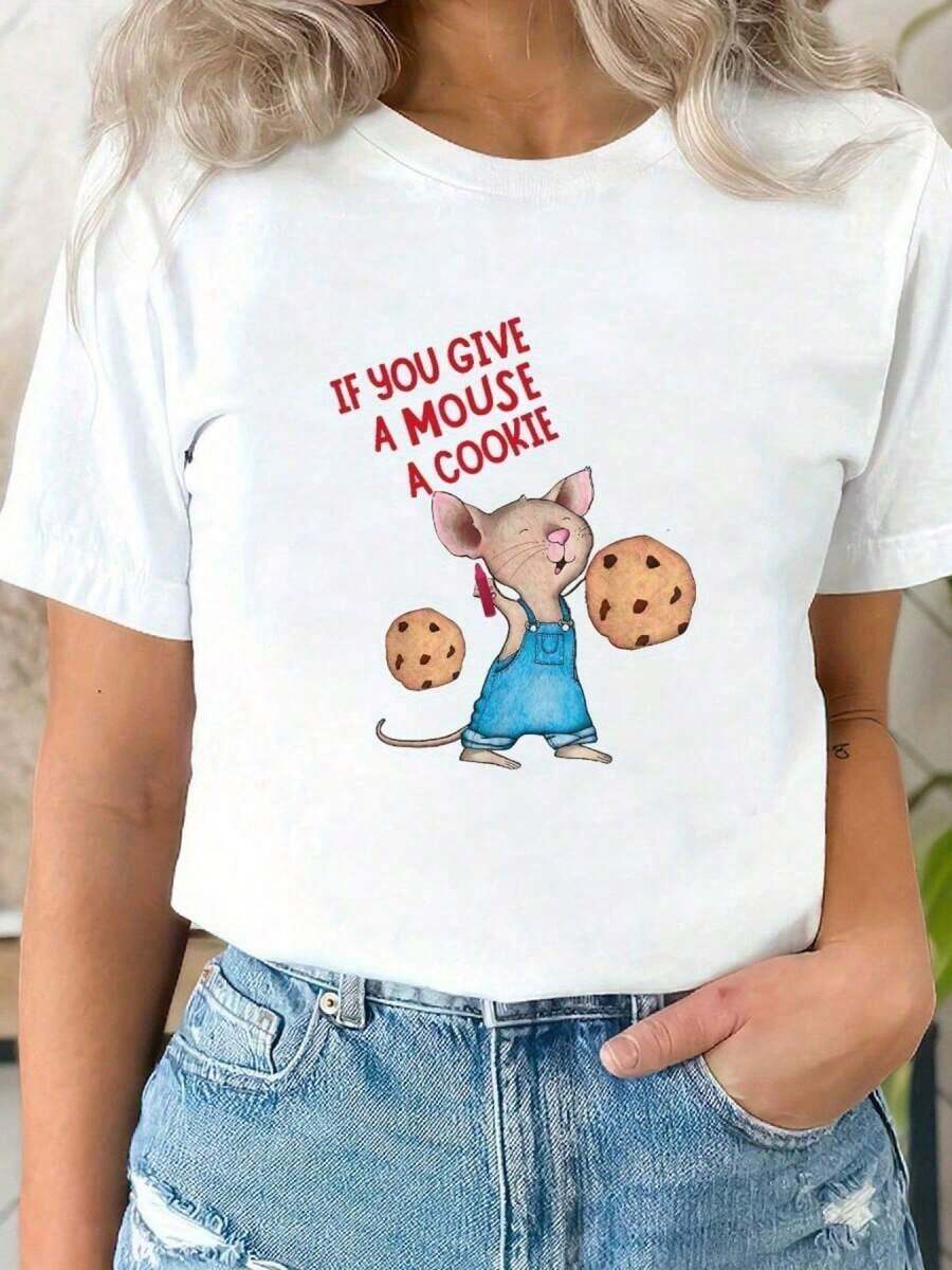 2026VaVaLuxe Camiseta Casual Estampada de Manga Corta para Mujer, Camisetas Gráficas de Primavera Verano, Tops Frescos de Verano para Mujer, Ropa Fresca de Verano para Mujer - Blanco 6 - Ver 1