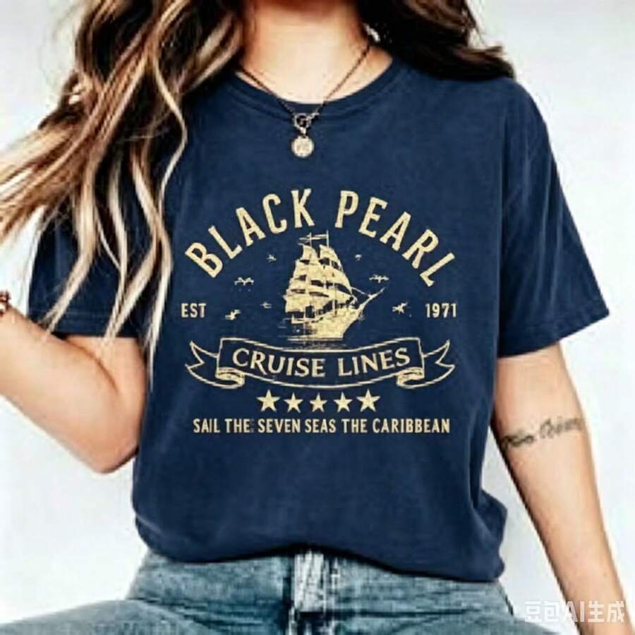 Blusa New Hot Selling Vintage Blusas Cute Top 100 Percent Cotton Camisas Para Hombre Manfinity MenPearl Cruise Lines Finest In The Caribbean Comfort - 藏青色 - 查看 1