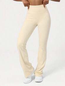 2026 Sodalemon Women's Black Slim Fit Flared Yoga Sweatpants For Spring - 杏 - 查看 7
