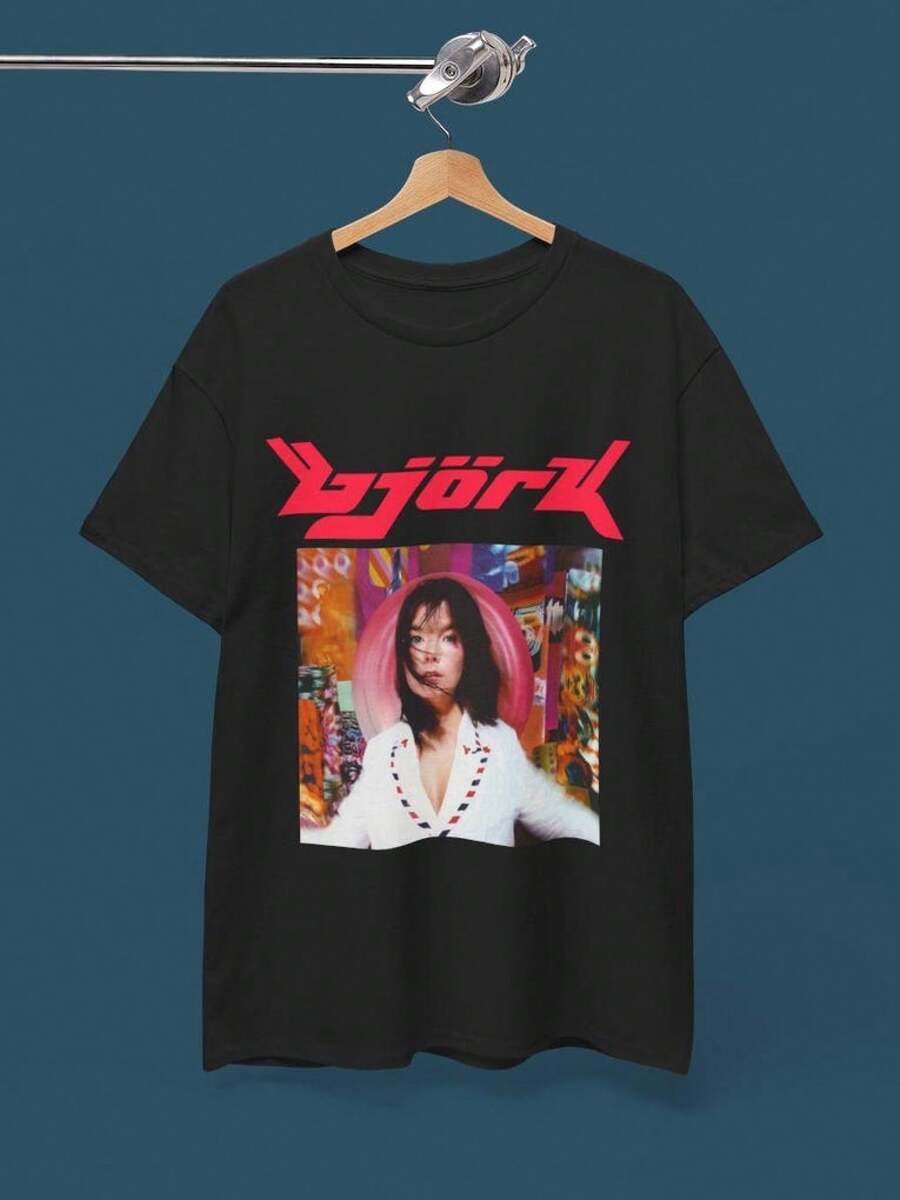 Camiseta de la banda Bjork - Camiseta de música electrónica independiente camisas de mujer sudaderas para mujer sueter blusa casual mujer verano vestidos de graduación - Negro - Ver 1