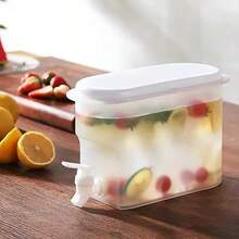 2.8L Large Capacity Cold Water Pitcher With Tap, Beverage Dispenser, Refrigerator Water Container, Ideal For Summer Parties - White - View 7