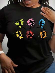 Camiseta de Mujer con Estampado de Silueta de Tenis en Rosa Claro - Camiseta Casual de Manga Corta con Cuello Redondo y Gráficos Vibrantes de Tenis, Cómoda y Elegante para Todas las Temporadas, Perfecta para Deportes, Fiestas y Atuendos Casuales, Accesorios de Tenis - Negro - Ver 6