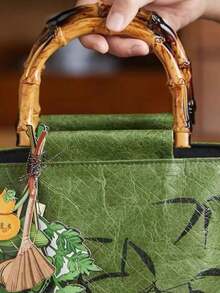 Bamboo Handle Replacement Faux Bamboo Resin Handbag Handle With Detachable Metal Ring Vintage Style Handbag Handle Accessory Suitable For DIY Handmade Straw Bag Rattan Bag Woven Bag Beach Bag Summer Handbag Repair Upgrade Women's Handicrafts Lightweight Durable Natural Style Bag Handle Replacement - A - View 3