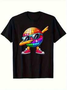 Camiseta de fiesta disco de los 70, con diseño de bola de discoteca, lavable a máquina, estilo vintage, unisex para hombres y mujeres, tallas S-XXXL, negra con diseño colorido, regalo ideal, ropa casual. - Negro - Ver 7