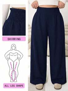 Pantalones casuales nuevos para otoño/invierno 2025, adecuados para salidas, uso diario casual, fiestas, ir al trabajo, volver al colegio, citas, hogar, fiestas de cumpleaños y múltiples ocasiones.Corte relajado, cintura elástica, pierna ancha, - Azul marino - Ver 1