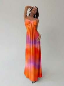 Women's Summer Beach Vacation Maxi Dress Loose Dress Elegant Floral Print Spaghetti Strap Apricot Dress Summer Dresses For Women,Graduation,Teacher Outfits For Women,Teacher Dress,Romantic Dress,Elegant Party Dresses,Casual Long Dresses - 橘色 2 - 查看 8