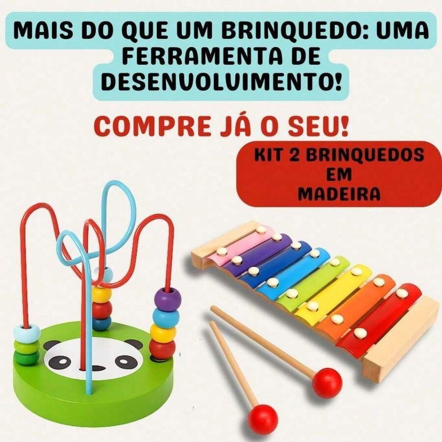 Kit Of 2 Montessori Sensory Toys For Autistic Children: Xylophone + Wire Toy - Coordination And Sensory Stimulation - 木琴套件 + Circula - 查看 1