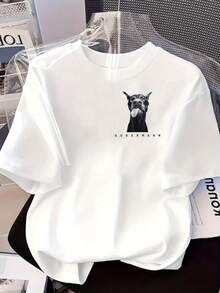 Women's T-Shirt With Funny Doberman Dog Graphic, Urban Style, Short Sleeve, Round Neck, Casual Fashion Streetwear Top For Young People - 白色 - 查看 8