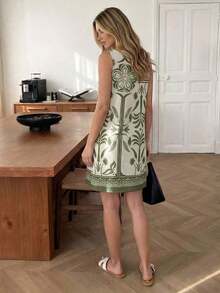 Vestido de verano casual con estampado tropical para vacaciones de mujer - Multicolor 2 - Ver 7