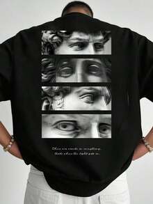 Casual hombre camiseta manga corta hombre suéter versátil camiseta cuello redondo hombre top - Negro - Ver 6