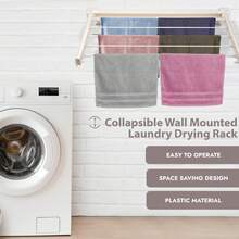 Crystals 70cm Extendable Wall Mounted Airer Foldable Clothes Drying Rack Retractable Laundry Drying Rail Space Saving Indoor Outdoor Washing Line - Cloth Airer - View 4