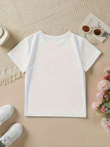 camisetas de mujer, atuendo de discoteca, blusas para mujer, camiseta con estampado de letras y guitarra ROCK & ROLL, top casual de cuello redondo y manga corta para primavera y verano, ropa de mujer - Blanco - Ver 2