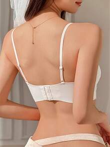 French Lace Strapless Bra For Women With Small Bust, Push-Up To Enhance Size, Lightweight, Comfortable, Anti-Slip, Wire-Free, No Gap Cup - White - View 5