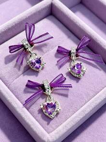 10PCS Gothic Cute Dual-Style Nail Charms, Black Red Purple Bow Heart Rhinestone Nail Pendants For Manicure - 彩色 - 查看 20