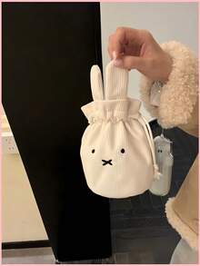 1 pieza Bolsa de cosméticos con cordón de conejo Miffy, bolsa de aseo portátil para viajes ideal como regalo de vacaciones o regreso a la escuela para niñas y amigas - Multicolor - Ver 3