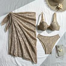 Bikini Sexy de 3 Piezas para Mujer con Encaje y Detalles Cut-Out, Traje de Baño para Playa 2026 - z26011 Rosa - Ver 9